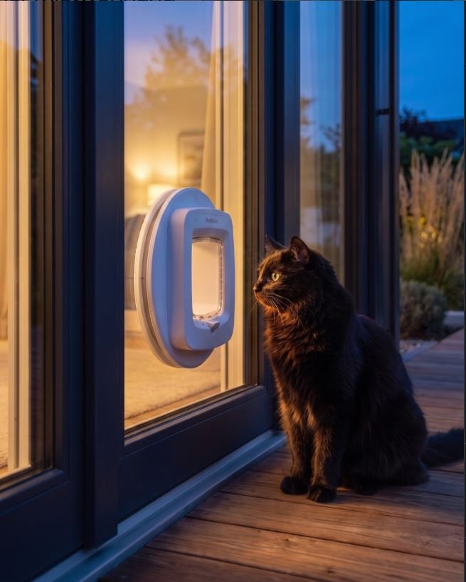 KatzenFrei Einbaulösung in Glasscheibe